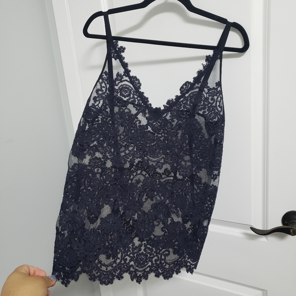 ARITZIA BABATON Navy Franck Sheer Lace Camisole Top - Picture 7 of 12